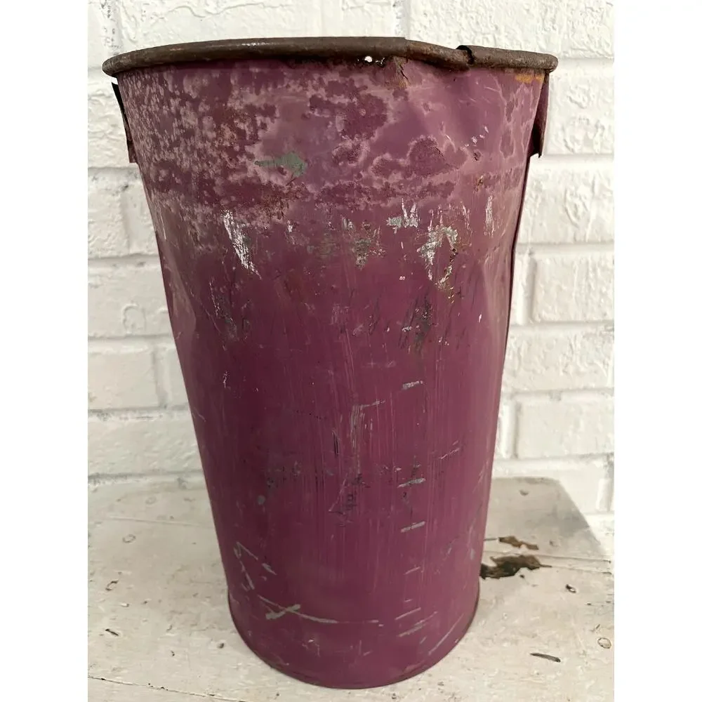 Vintage Purple Galvanized Metal Bucket Rustic Farmhouse Decor Planter
